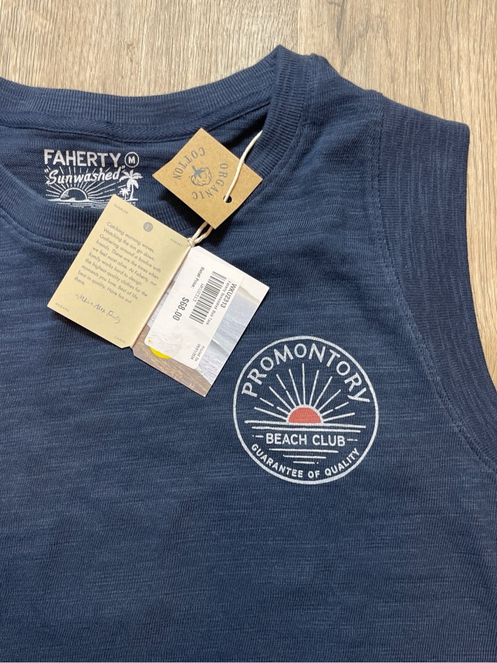 Faherty Sunwashed Navy V-Neck Tank size M Organic Cotton - Picture 3 of 5